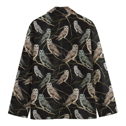 Night Owl Pattern Print Men's Blazer