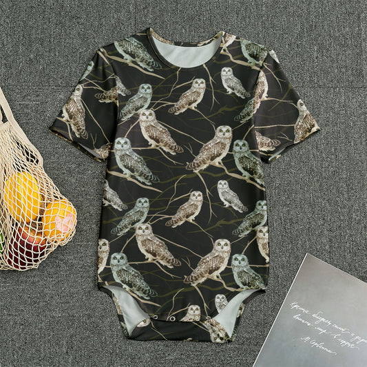 Night Owl Pattern Print Men's Bodysuit