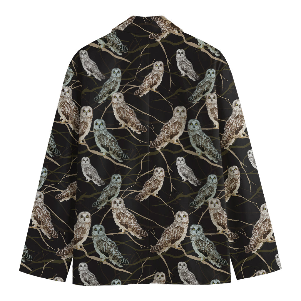 Night Owl Pattern Print Men's Cotton Blazer