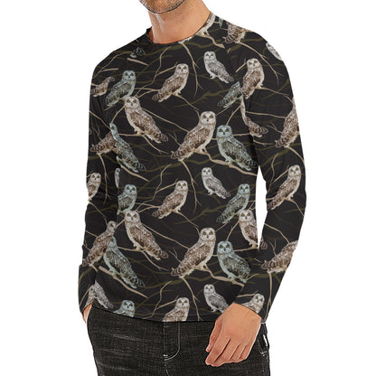 Night Owl Pattern Print Men's Long Sleeve Rash Guard