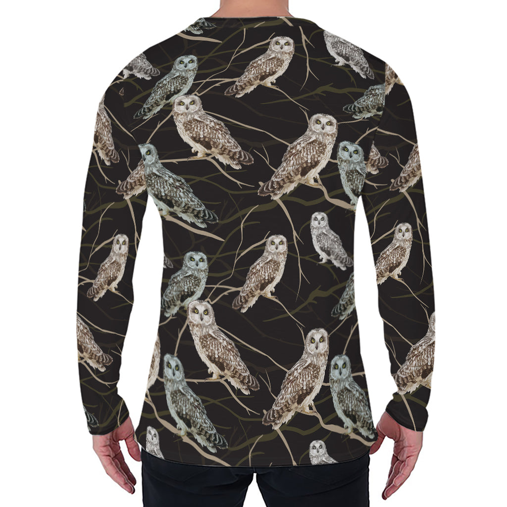 Night Owl Pattern Print Men's Long Sleeve T-Shirt
