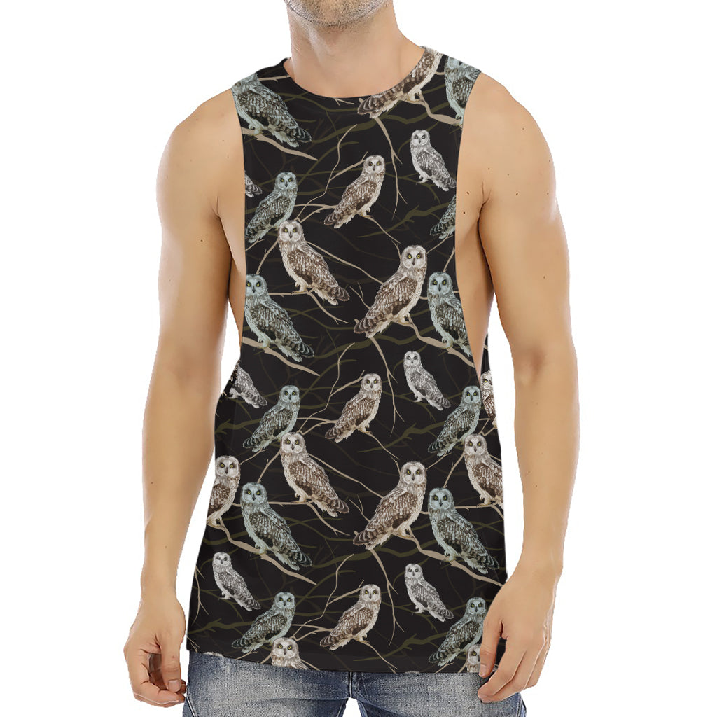 Night Owl Pattern Print Men's Muscle Tank Top
