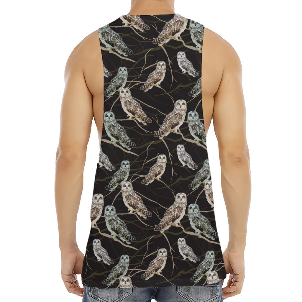 Night Owl Pattern Print Men's Muscle Tank Top