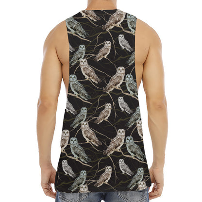 Night Owl Pattern Print Men's Muscle Tank Top