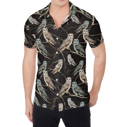 Night Owl Pattern Print Men's Shirt