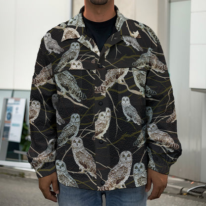 Night Owl Pattern Print Men's Shirt Jacket