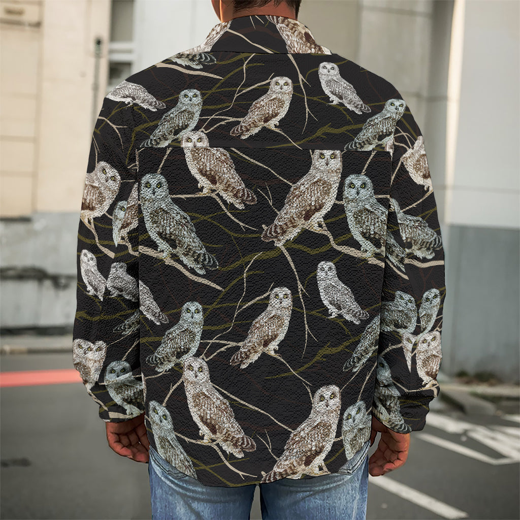Night Owl Pattern Print Men's Shirt Jacket