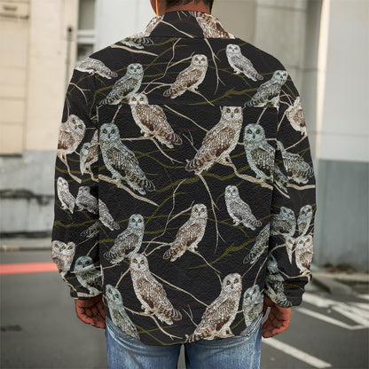 Night Owl Pattern Print Men's Shirt Jacket