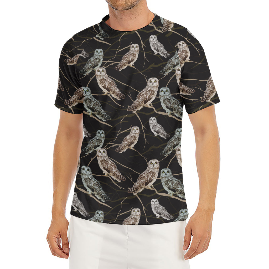 Night Owl Pattern Print Men's Short Sleeve Rash Guard