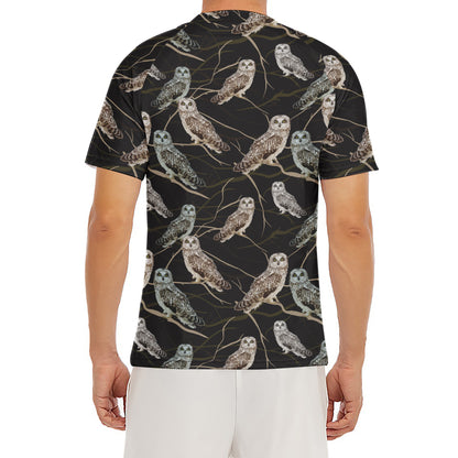 Night Owl Pattern Print Men's Short Sleeve Rash Guard