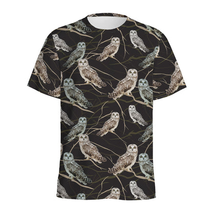 Night Owl Pattern Print Men's Sports T-Shirt
