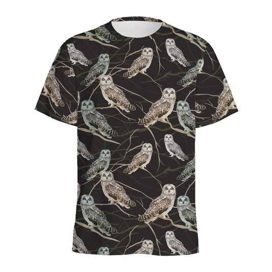 Night Owl Pattern Print Men's Sports T-Shirt