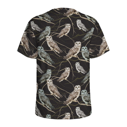 Night Owl Pattern Print Men's Sports T-Shirt