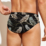 Night Owl Pattern Print Men's Swim Briefs