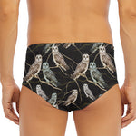 Night Owl Pattern Print Men's Triangle Swim Briefs