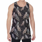 Night Owl Pattern Print Men's Velvet Tank Top