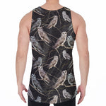 Night Owl Pattern Print Men's Velvet Tank Top