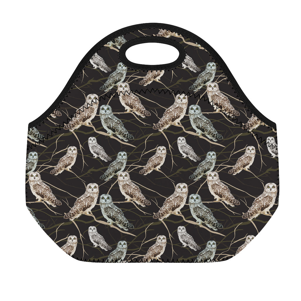 Night Owl Pattern Print Neoprene Lunch Bag