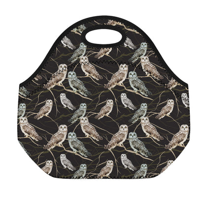 Night Owl Pattern Print Neoprene Lunch Bag