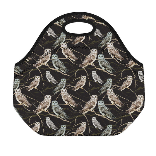 Night Owl Pattern Print Neoprene Lunch Bag