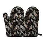 Night Owl Pattern Print Oven Mitts