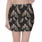 Night Owl Pattern Print Pencil Mini Skirt