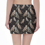 Night Owl Pattern Print Pencil Mini Skirt