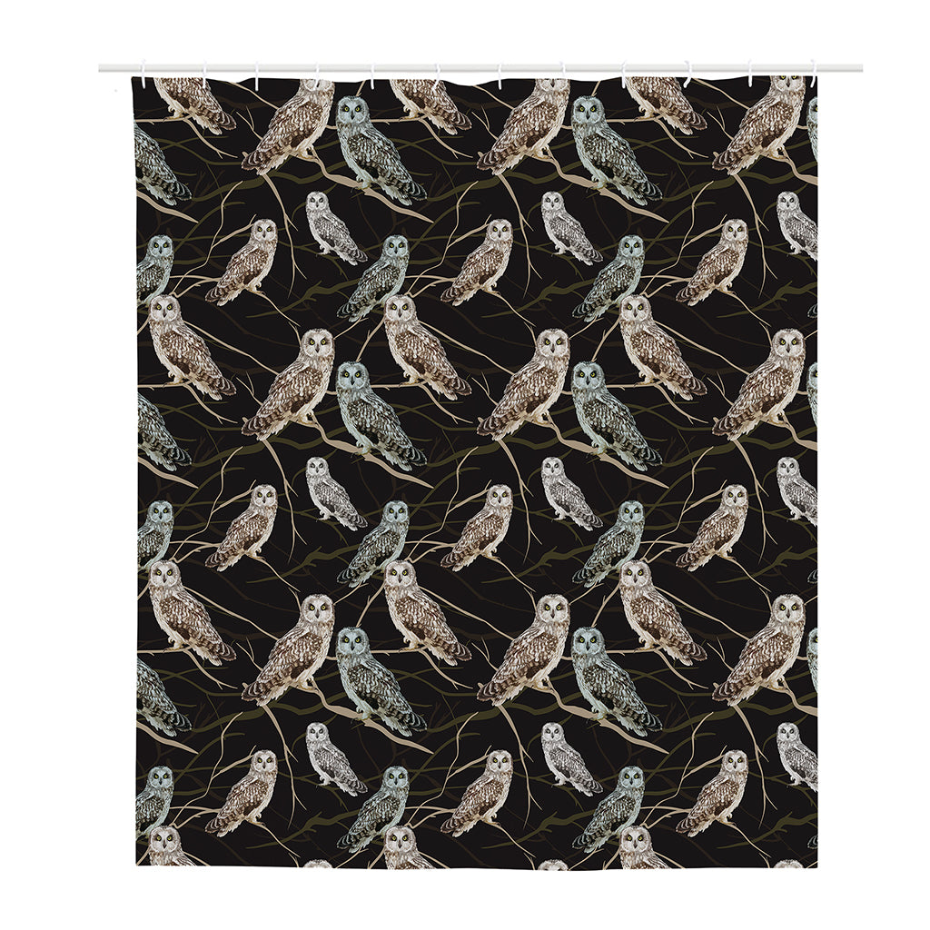 Night Owl Pattern Print Polyester Shower Curtain