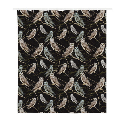 Night Owl Pattern Print Polyester Shower Curtain
