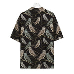 Night Owl Pattern Print Rayon Hawaiian Shirt