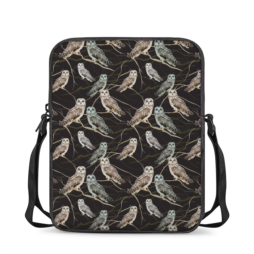 Night Owl Pattern Print Rectangular Crossbody Bag