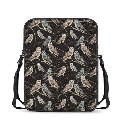 Night Owl Pattern Print Rectangular Crossbody Bag