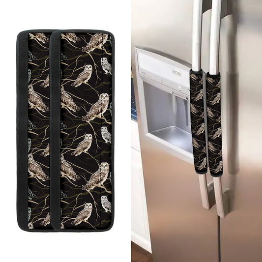 Night Owl Pattern Print Refrigerator Handle Covers