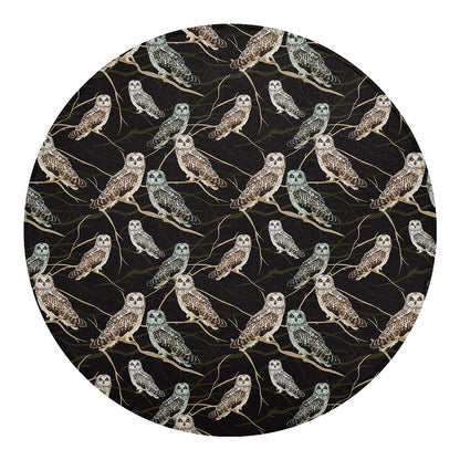 Night Owl Pattern Print Round Blanket