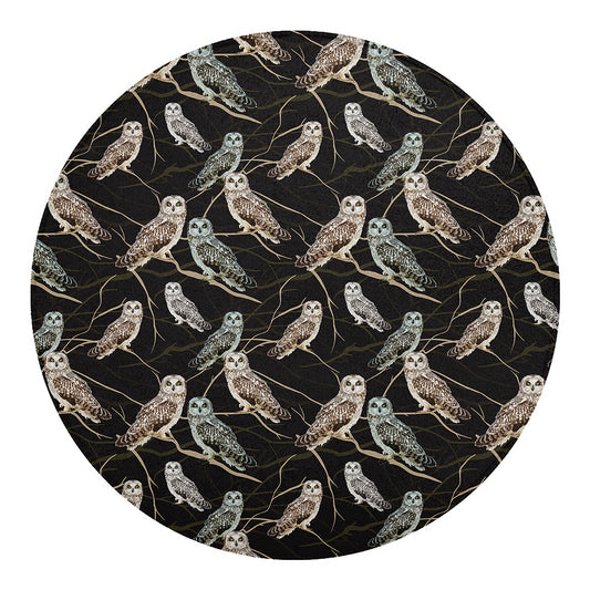 Night Owl Pattern Print Round Blanket