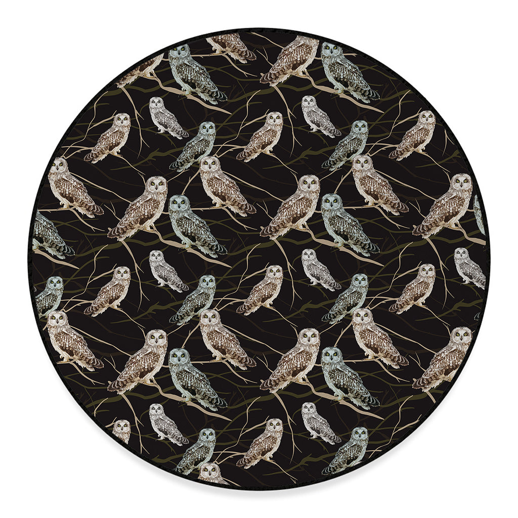 Night Owl Pattern Print Round Floor Mat