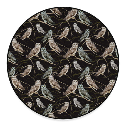 Night Owl Pattern Print Round Floor Mat