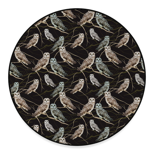 Night Owl Pattern Print Round Floor Mat