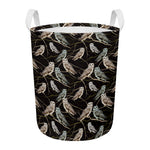 Night Owl Pattern Print Round Laundry Basket