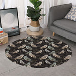 Night Owl Pattern Print Round Rug