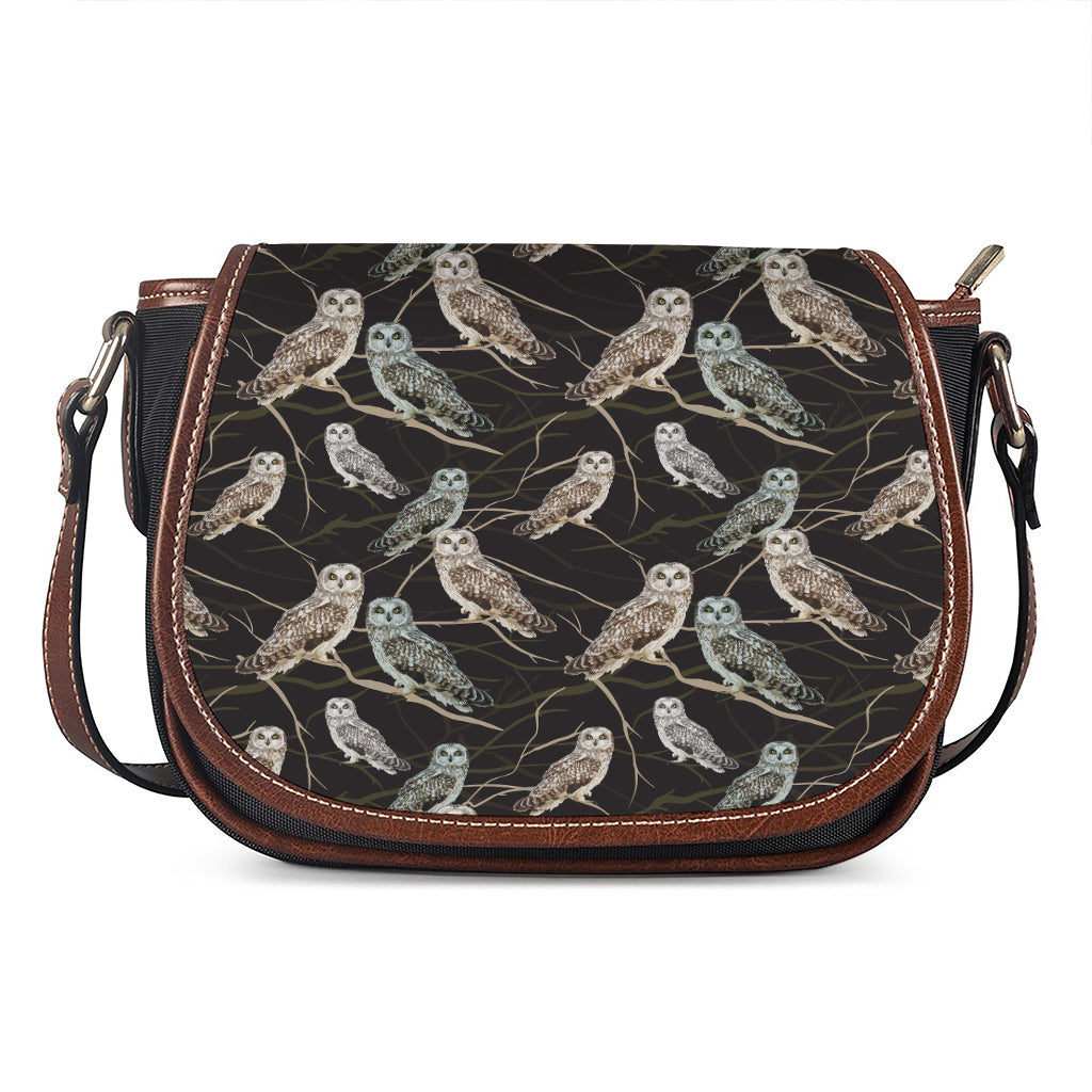 Night Owl Pattern Print Saddle Bag