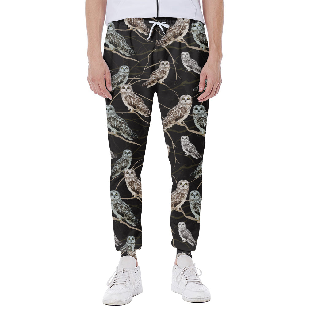 Night Owl Pattern Print Scuba Joggers