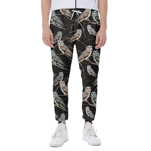 Night Owl Pattern Print Scuba Joggers