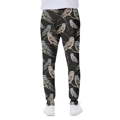 Night Owl Pattern Print Scuba Joggers