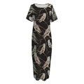 Night Owl Pattern Print Short Sleeve Long Nightdress