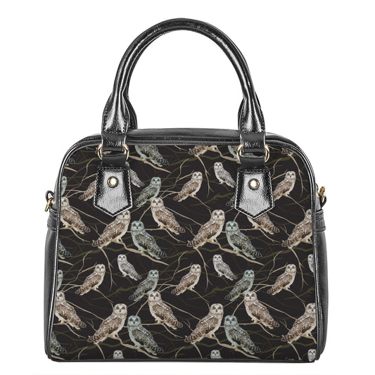 Night Owl Pattern Print Shoulder Handbag