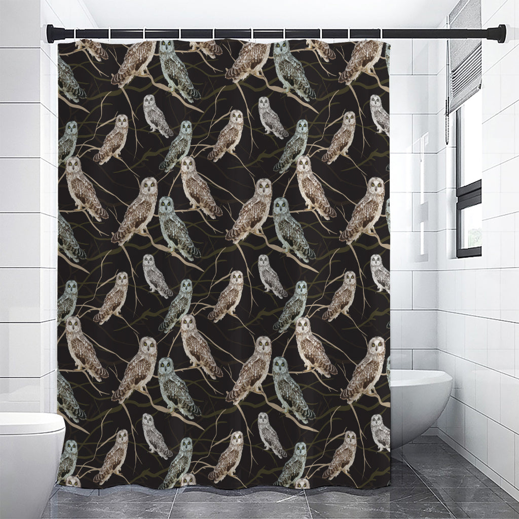 Night Owl Pattern Print Shower Curtain