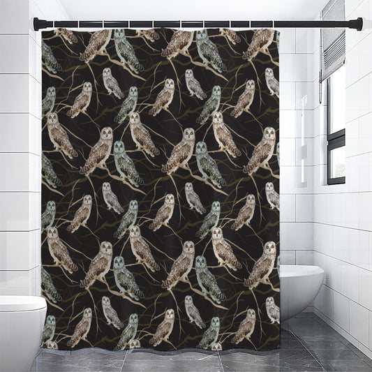 Night Owl Pattern Print Shower Curtain