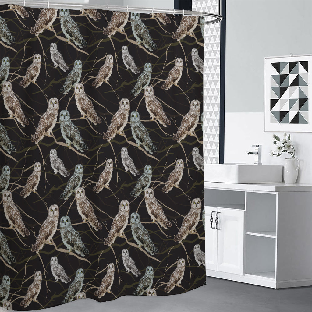 Night Owl Pattern Print Shower Curtain