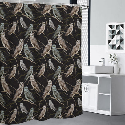 Night Owl Pattern Print Shower Curtain